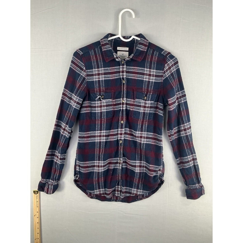 American Eagle Amazingly Soft Flannel Shirt Small Plaid Button Down Slim Fit